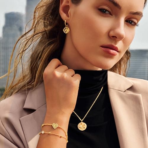 Cicy Bell Gold Heart Initial Bracelets for Women Gifts Dainty 18K Gold Plated Cubic Zirconia Personalized A-Z Name Chain Link Charm Bracelet Non Tarnish Birthday Jewelry Gifts for Her - Thumbnail 3