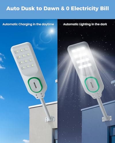 AIKVSXER L-10000W Solar Street Lights Outdoor Waterproof, Bright Heavy Duty Dusk to Dawn Parking Lot Lights, Large LED Street Light Solar Powered with Motion Sensor for Outside,Yard,Driveway, 2 Pack - Thumbnail 2