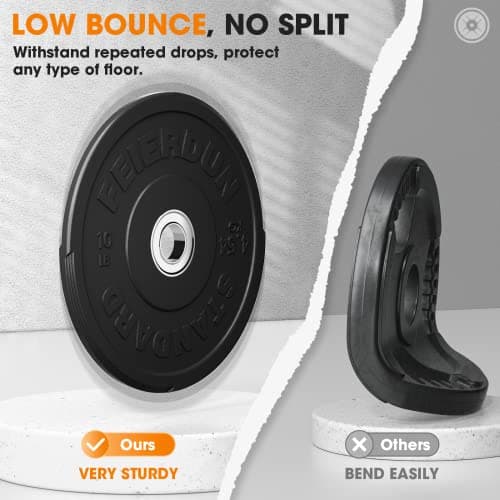 FEIERDUN 2" Color Olympic Bumper Plate Weight Plate 160LBS for Strength Training - 100% Virgin Rubber - Thumbnail 2
