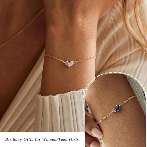 Birthday Gift for Women, Birthstone Bracelets for Women November Birthday Gift Dainty Wife Christmas Gift Ideas Best Friend Christmas Gift Topaz Bracelet - Thumbnail 2
