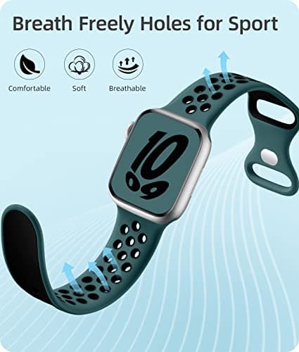 Keponew Compatible with Apple Watch Band 38mm Women, with Apple Watch Band 40mm 41mm 42mm 44mm 45mm 49mm iWatch Bands Ultra SE Series 8 7 6 5 4 3 2 1, Sport Breathable Soft Silicone Straps - Thumbnail 2