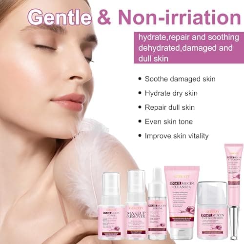 Gifts for Women,Skin Care Set,Anti-aging Moisturizing Repair Soothing Snail Mucin Serum Hydrating Facial Skin Care Routine Kit for Dull Skin & Dry Skin,Travel Skincare Gift Set Teenage Teen Girl Gifts - Thumbnail 4