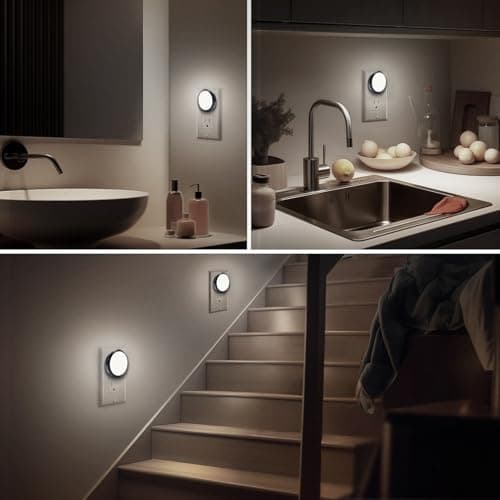 Night Lights Plug Into Wall [2 Pack], LED Night Light with Dusk-to-Dawn Sensor, 5000K Daylight White Brightness Nightlight, Compact Design Nightlights for Bathroom, Hallway,Stairway, Non-Dim - Thumbnail 6