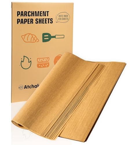 Atchake 120Pcs 8x12 Unbleached Parchment Paper Sheets, Non-Stick & Heavy Duty Baking Paper, Pre-Cut Parchment Paper for Baking, Cooking, Air Fryer, Steaming, Grilling, Sandwiches Wrapping - Image 1