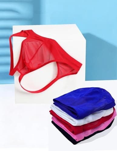 Avidlove Jock Straps for Men Sexy Thong Underwear Mesh Male Lingerie Breathable Athletic Supporter Red Small - Thumbnail 5