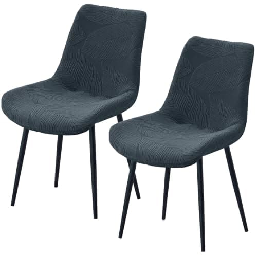 FUANGUI Dining Chair Covers Set of 2 Jacquard with Velcro Lock
