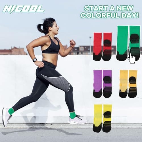 NIcool Green Athletic Cushioned Socks, 3 Pairs St Patrick's Day Socks Cycling Socks for Men Compression Tennis Socks for Women Moisture Wicking Mens Quarter Socks Padded Seamless Running Socks, Green - Thumbnail 2