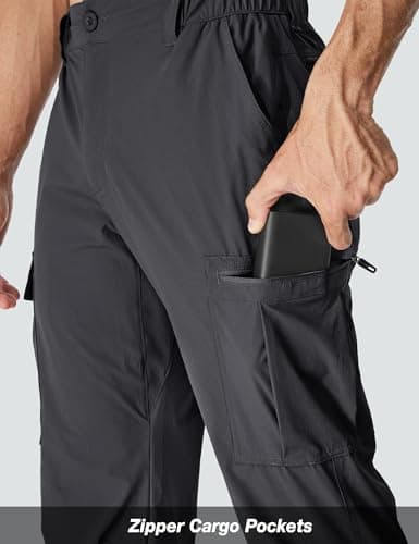 MOURCE Mens Hiking Pants Lightweight Quick Dry - Water Resistant Cargo Pants for Men with Pockets Outdoor Travel, Grey - Thumbnail 6