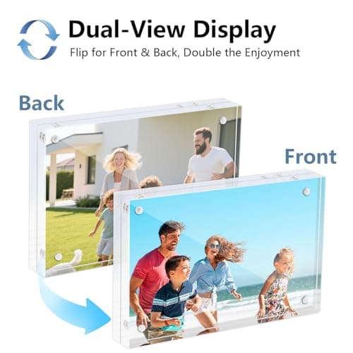Oubou Acrylic Picture Frames 5 Pack,4X6 Double Sided Magnetic Picture Frames, 10+10mm Thick Block，Clear Freestanding Transparent Acrylic Frames, Gifts for Women Mom Grandma Father Girlfriend Sister (5Pack, 4x6-(5Pack)) - Thumbnail 4