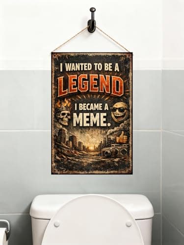 I Wanted To Be A Legend I Became A Meme Metal Tin Wall Plaque Vintage Funny Quote Urban Grunge Art Skull Camera City Scene 8x12 Inch Decor - Thumbnail 2
