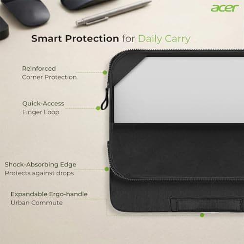 Acer Laptop Sleeve 14 inch, 13.3-14 inch Laptop Case, Shockproof Protective Laptop Briefcase, Waterproof Polyester Notebook Computer Bag for Acer HP ASUS MacBook Dell Lenovo, Black - Thumbnail 4