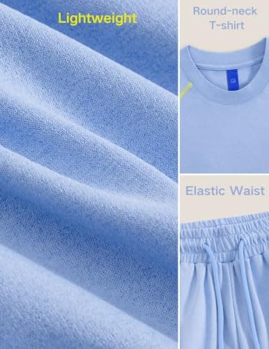 Aelfric Eden Cloud Cropped Sweat Sets Summer 2 Piece Outfits Crop Top High Waisted Baggy Barrel Sweatpants Sweatsuit Blue X-Large - Thumbnail 5