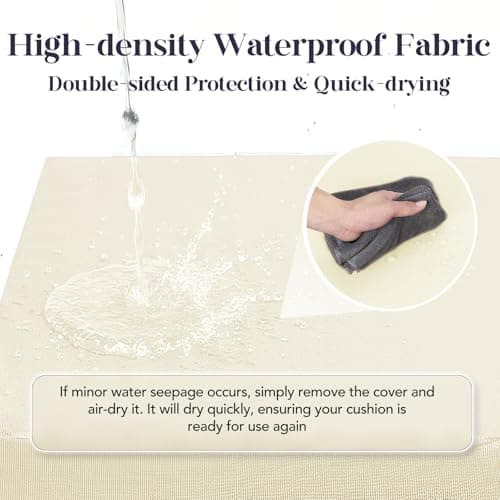 L’AGRATY Outdoor Chair Cushions for Patio Furniture：24" x 24" Deep Seat Cushions with Backrest for Couch Sofa Chair - Waterproof Fade-Resistant Patio Cushion (Set of 4,Ivory) - Thumbnail 4