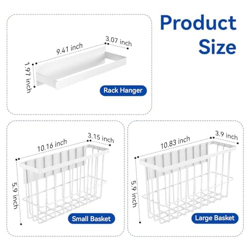 Laundry Room Organization and Storage Magnetic Dryer Ball Holder with Magnetic Hanger Holder, Magnetic Lint Bin for Washer Dryer, Iron Basket Dryer Ball Container, Magnetic Laundry Organizer (White) - Thumbnail 3