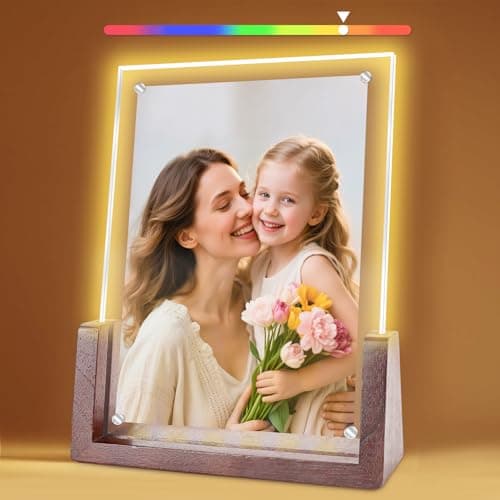 JUOIFIP Mothers Day Gifts-Light Up Picture Frame 5x7 with Led Clor-Changing- Cute Photo Frame Gifts for Couple, Girl Friend or Family, Clear Acrylic Frames Fits Photos of 4 x 6 or 5 x 7 In (Vertical) , Lovely Lamp Decor - Image 1