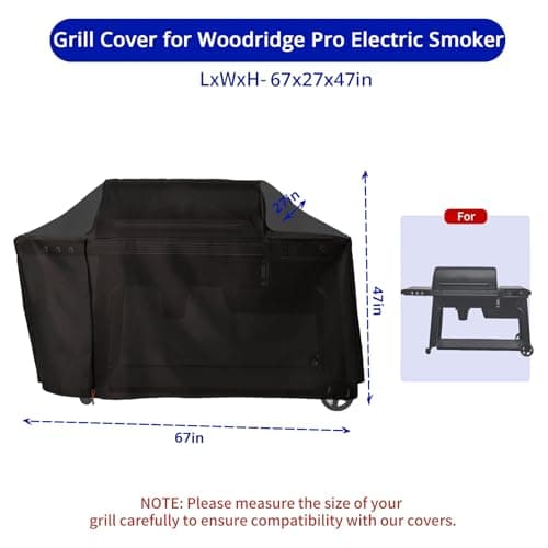 Fizentia Grill Cover for Traeger Grills,600D Waterproof Cover for Woodridge Electric Pro Wood Pellet Grill and Smoker,Outdoor Wood Pellet Smoker Covers for Woodridge Ellite (X-Large 67x27x47 in) - Thumbnail 2
