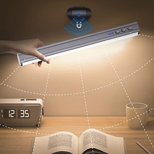 Rocoren Cordless Under Cabinet Lighting, Magnetic Closet Light, 5W Desk Lamp, Dimmable, Button Control, Adjustable Color Temperature/Brightness, Rechargeable USB-C Powered Cabinet Lights (Gray) - Thumbnail 2