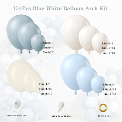 Dusty Blue Sand White Balloon Garland Arch Kit Light Blue White Balloons for Wedding Baby Shower Gender Reveal Birthday Party Decorations - Thumbnail 2