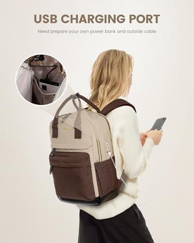 LOVEVOOK Travel Laptop Backpack Women, 15.6 Inch Anti-theft Laptop Bag with USB Port, Fashion Waterproof Computer Backpacks Teacher Nurse Backpack Purse for College Work - Thumbnail 4