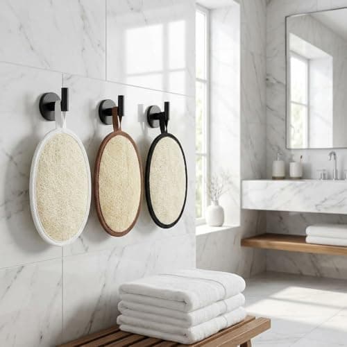 Natural Loofah Sponge Set of 3 - Egyptian Exfoliating Body Scrubber for Shower & Bath,3 Colors for Family Personal Care | Large Versatile Body Sponges for Shower,Bath Scrubber & Exfoliator Gift Set - Thumbnail 4