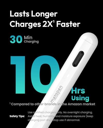 Metapen A8 iPad Pencil for Apple iPad 2018-2026, 4Min Fast Charge,Magnetic Attachment Stylus Pen for iPad 11/10/9/8/7/6th Gen, iPad Accessories for Pro 12.9/11/13-inch M4, Air 3/4/5/M2/M3, Mini 5/6th - Thumbnail 3