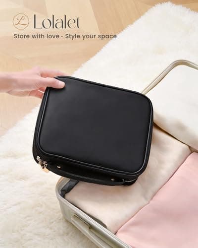 Lolalet Travel Jewelry Notebook Organizer Case, Large Jewelry Binder Book with Individual Pouches, Portable Leather Zippered Bag for Jewelry Storage of Earring, Ring & Necklace, Gift for Women -Black - Thumbnail 6