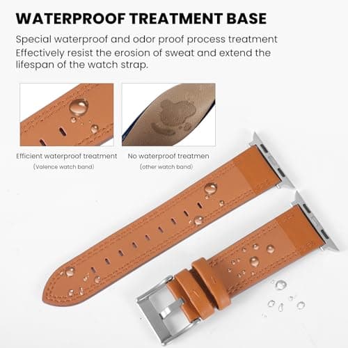Leather Apple Watch Band for Women, Slim Dressy Leather Watch Band Compatible with Apple Watch 49mm 45mm 44mm 42mm 41mm 40mm 38mm 46mm Series 9 8 7 6 5 4 6 SE Ultra - Thumbnail 2