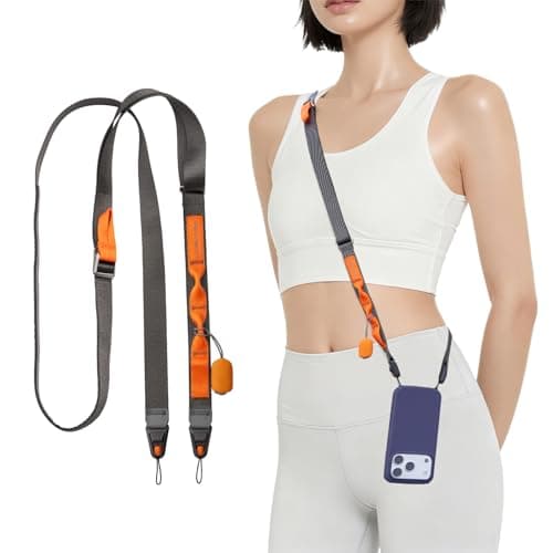 PGYTECH LinkGo Phone Strap Crossbody, Dual Mount Mini Quick Release, 10kg Load, 51-61in Adjustable Phone lanyard with Lens Cleaner for Travel and Daily (Misty Grey)