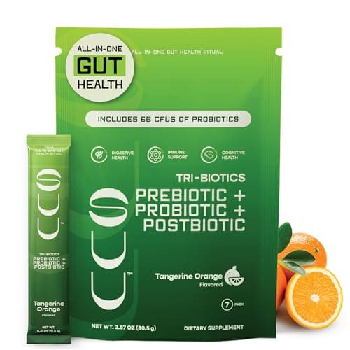 SUU Tribiotics - Prebiotic & Probiotic Drink Mix Packets for Gut Health & Digestive Health | Daily Probiotic, Cutting Mix & Immunity Supplement with Energy Support | Tangerine Orange (7-Pack) - Image 1