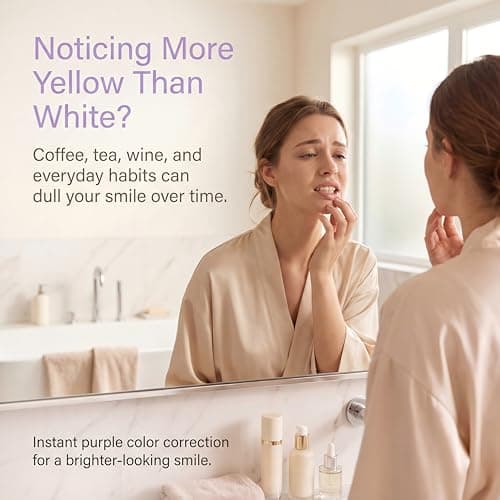 Purple Teeth Whitening Strips for Sensitive Teeth,Advanced Color Correction Technology,Enamel Safe No Peroxide,Gentle Purple Whitener Removes Yellow Stains,28 Strips (14 Treatments) - Thumbnail 2