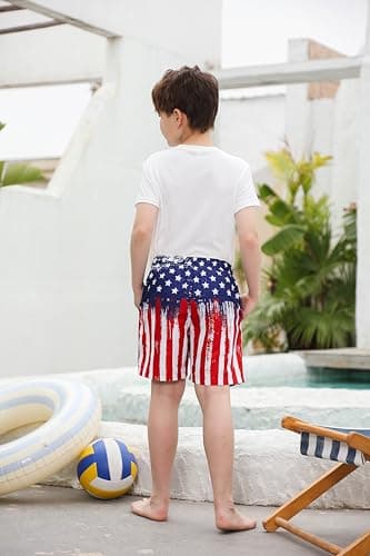 Swim Trunks for Boys Size 10-12 American Flag Big Boy Swim Shorts Novelty Board Shorts Kids American Flag Sports Bathing Suit Size 10-12 Boys Swimsuits with Drawstring Pockets Medium 10T 11T 12T - Thumbnail 5