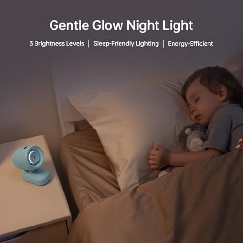 JISULIFE 2026 Clip Fan – Small & Stylish with 38H Cooling, Soft Night Light, One‑Click Detachable for Stroller or Desk, Safe Stroller Fan for Crib Car Seat Nursery Travel, Gifts for Baby Mom (Blue) - Thumbnail 5
