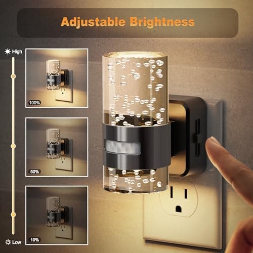 JandCase Motion Sensor Night Light, Night Lights Plug Into Wall, 3000k LED Dimmable Night-Lights with Adjustable Brightness, 0-100Lm, Motion Activated Nightlight for Bathroom, Hallway, Bedroom - Thumbnail 3
