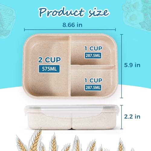 MISS BIG® Bento Lunch Box for Kids, 1150ml, 3 Compartments, White - Thumbnail 6