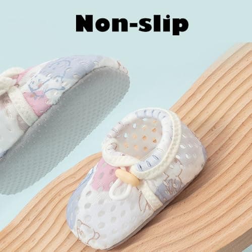 HOVELL Baby Booties Infant Soft Warm Sock Shoes Newborn Cotton Shoes Cute Baby Girls Boys Adjustable Boots Slipper(Blue-Mesh,6-12Months) - Thumbnail 6