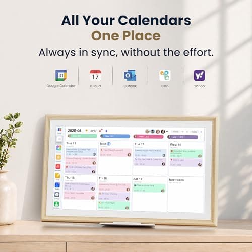 Winnovo 15.6-Inch Smart Digital Calendar & Photo Frame for Family, Wall Planner with Light Wood Frame, Auto-Sync to Apple, Google & Outlook, Touchscreen Display with Chore Chart, To-Do Lists & Meal Planner, No Subscription - Thumbnail 2