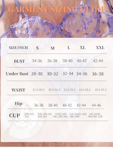 Avidlove Bra and Panty Set for Women Sexy Mesh Sheer Underwire Lingerie Set Lilac XL - Thumbnail 6
