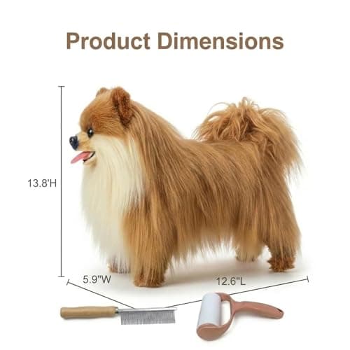 YOCAKE Lifelike Pomeranian Stuffed Animal - 13.8" Realistic Plush Dog Toy with Grooming Kit & Gift Box, Soft Cuddly Puppy Companion for Kids and Dog Lovers - Home Decor & Heartwarming Birthday Gift - Thumbnail 2