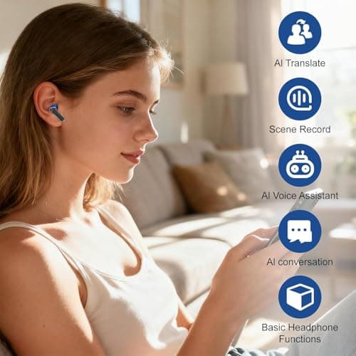 SIXTHGU Ai V700 Translation Earbuds Real Time, 164 Language Translator Earbuds, Audifonos Traductores Inglés Español, 48H AI Ear Buds Translator Device Translating Earbuds for Business, Travel - Thumbnail 3