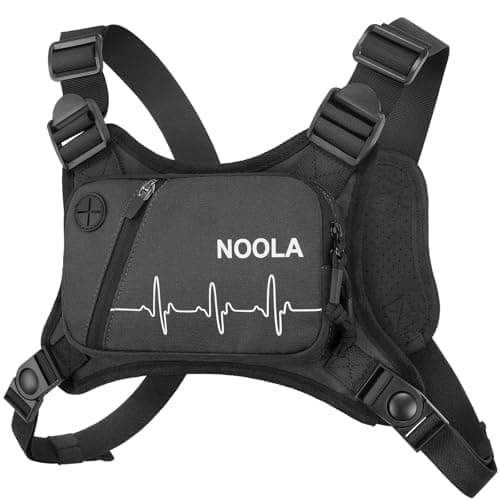 NOOLA Running Chest Pack, Running Vest for Men Women with Reflective Back, Lightweight Sport Chest Bag for Runners, Cycling, Biking, EDC Pouch, Phone Holder Carrier for Jogging, Black - Image 1