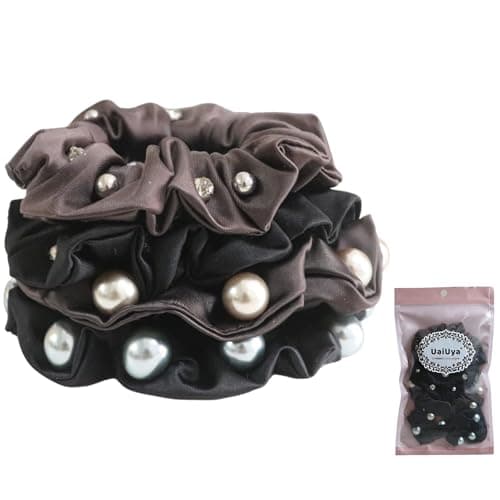 UaiUya 4PCS Pearl Satin Scrunchies, Softer Than Silk Hair Ties, Gentle for Frizz, Ideal Gifts for Women Basic - Image 1