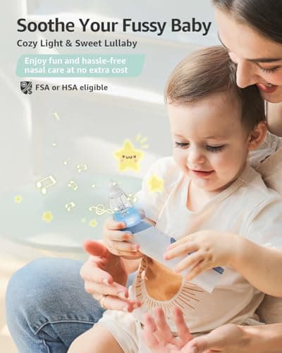 GROWNSY Nasal Aspirator for Baby, Electric Nose Aspirator for Toddler, Baby Nose Sucker, Automatic Nose Cleaner with 3 Silicone Tips, Adjustable Suction Level, Music and Light Soothing Function, Blue - Thumbnail 3