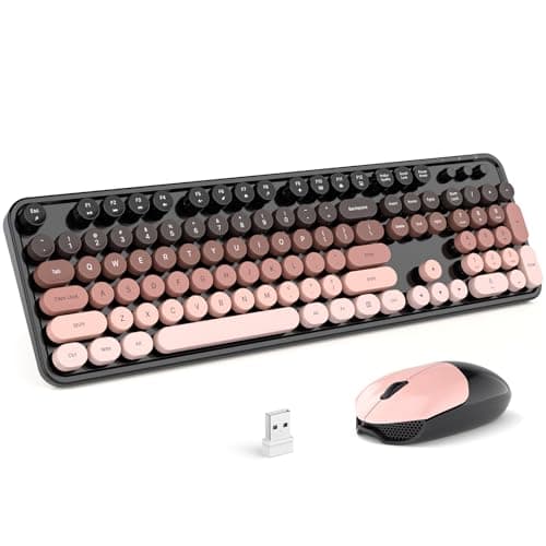 MOFII Wireless Keyboard and Mouse Combo, Retro Full Size Typewriter Keyboard with Number Pad and Sport Car Mouse for PC Computer Desktop Laptop Windows (Black Colorful) - Image 1