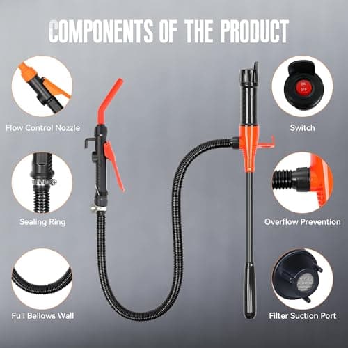 Portable Battery Powered Fuel Transfer Pump, Adjustable Flow Nozzle, Battery Siphon Pump for Gasoline, Diesel, Kerosene, Non-Potable Water – Ideal for Vehicles, Lawn Mowers, and Emergency Use - Thumbnail 2
