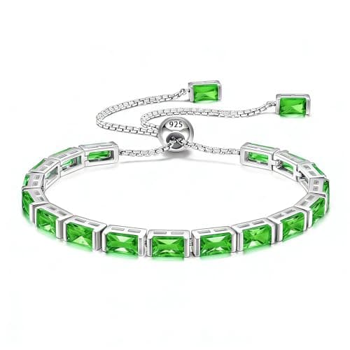 Cacupol Birthstone Tennis Bracelet for Women Sterling Silver Adjustable Chain Fine Hypoallergenic Jewelry Anniversary Birthday Gifts - Image 1