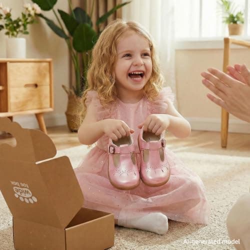 WIDE TOE BOX Toddler Mary Jane Shoes Wide Girl Dress Shoes Lightweight Non-Slip School Uniform Ballet Flats for Birthday Party Wedding Church Pink Toddler Size 9 - Thumbnail 3