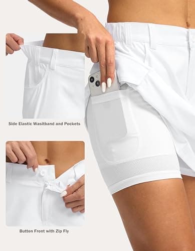 G Gradual Women's Skort 5 Pockets Cargo Skirt Golf Skirts Skorts for Women Casual Summer Hiking, White, XX-Large - Thumbnail 4