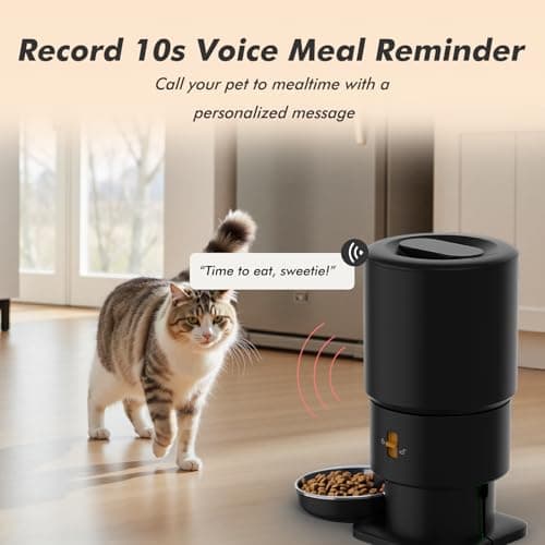 Automatic Cat Feeder - 5L Anti-Clog Cat Food Dispenser Keeps 2-15mm Dry Food Fresh, 10s Voice, 1-6 Meals/Day, Programmable Portions, 180-Day Battery Life, Easy to Clean Auto Pet Feeder for Small Dog - Thumbnail 2