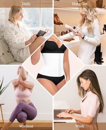 Ganado Waist Trainer for Women Corset Shapewear Tummy Control Waist Cincher Underbust Postpartum Girdle Body Shaper (#1 White(24.5CM) X-Large) - Thumbnail 5