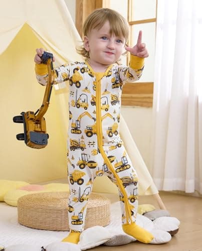 babee Reshinee Bamboo Viscose Baby Footie Pajama, Zipper Pajamas for Baby Boys & Baby Girls, Sleep and Play Footed Pajamas 0-3M - Thumbnail 2